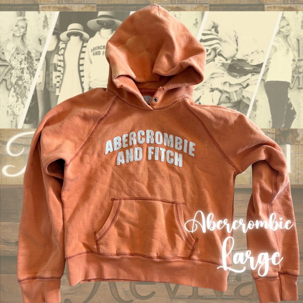 🧡 Vintage Abercrombie 1998 Letter Rare Orange Archival, DoubleSewn Twill Hoodie